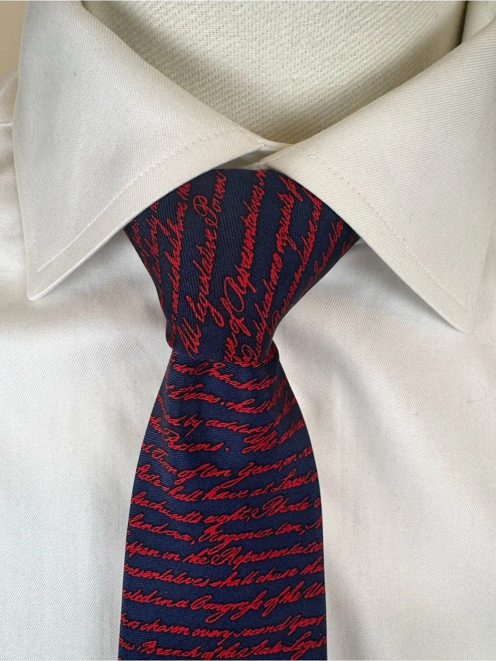 Josh Bach Men’s Necktie Navy Silk Tie US Constitution 100% Silk made in NY